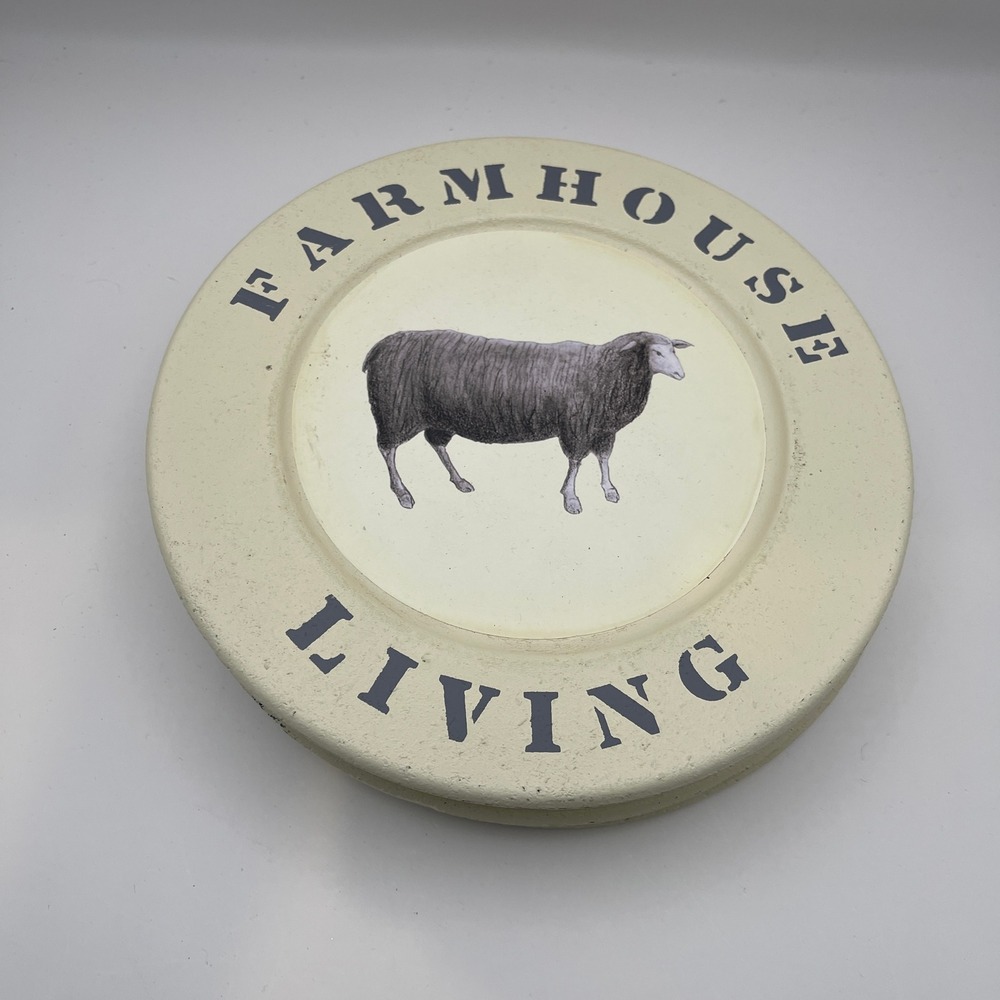 Barbara Lloyd Farmhouse Living Sheep Decorative Plates Set of 4 Cream Rustic 9in
